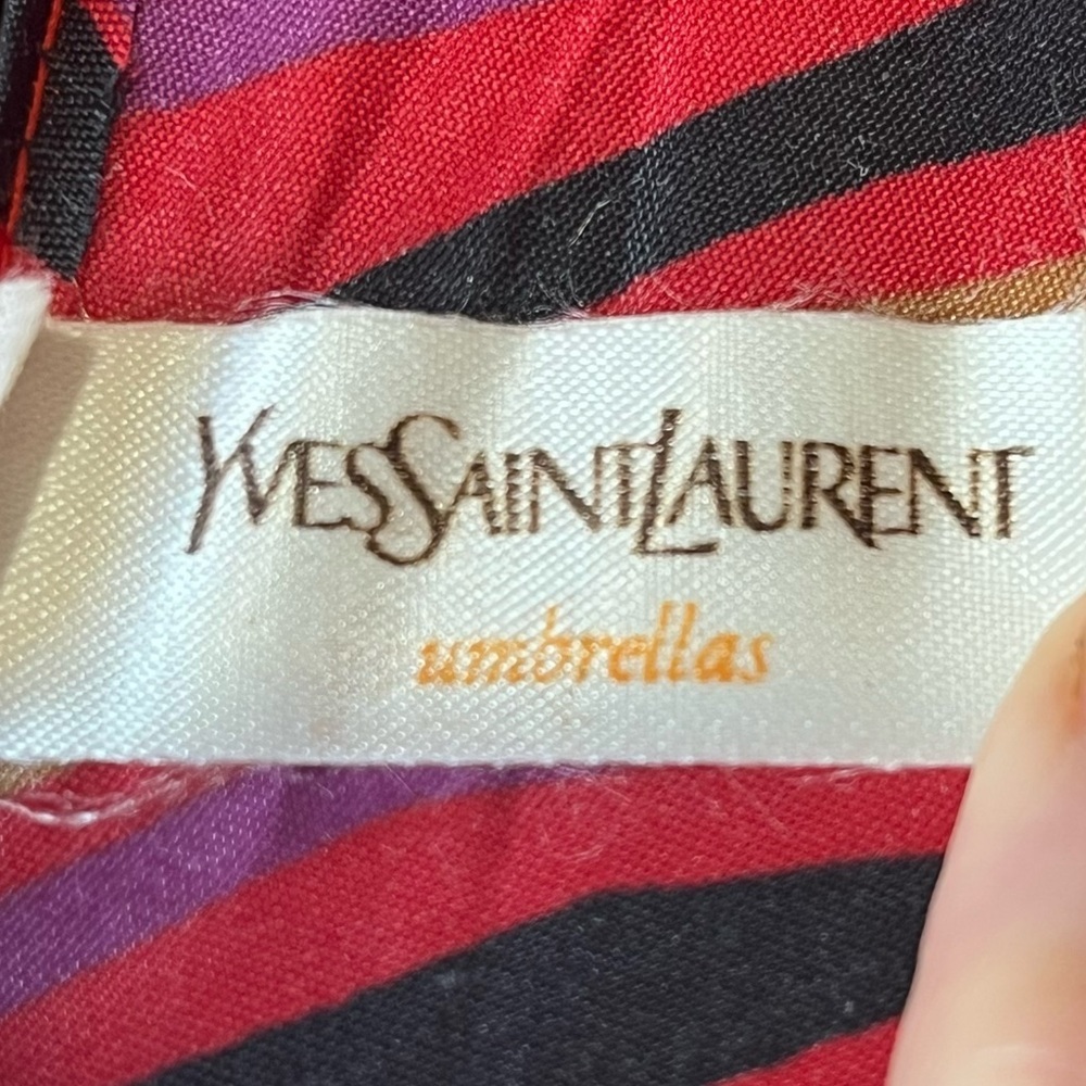 Vintage Yves Saint Laurent Umbrella Pink Purple Black Tan - Picture 2 of 16